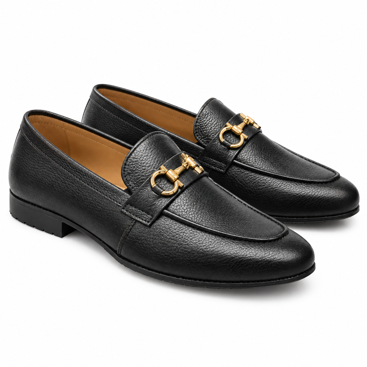 REGAL BLACK Horsebit Loafers