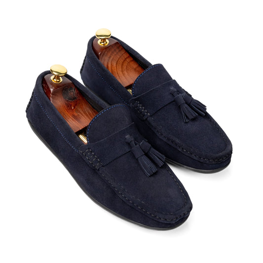 Foster Blue Suede Loafers For Men