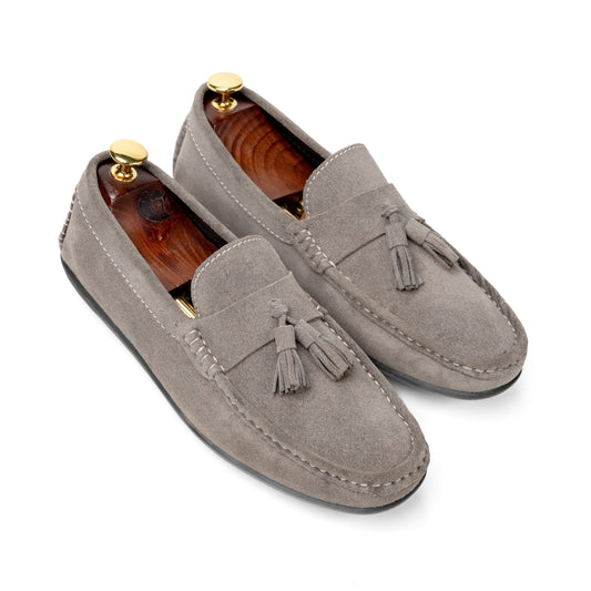 Foster Silver Suede Loafers For Men