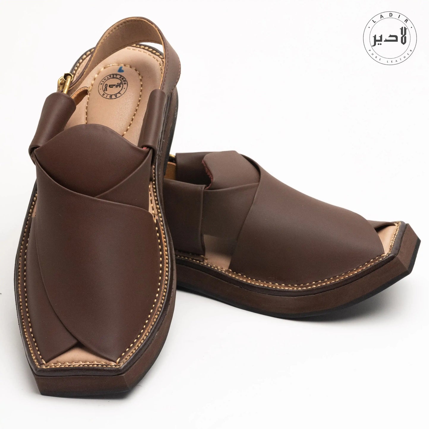 Underside of HEEL BROWN Kaptaan Chappal featuring a durable sole for enhanced grip.