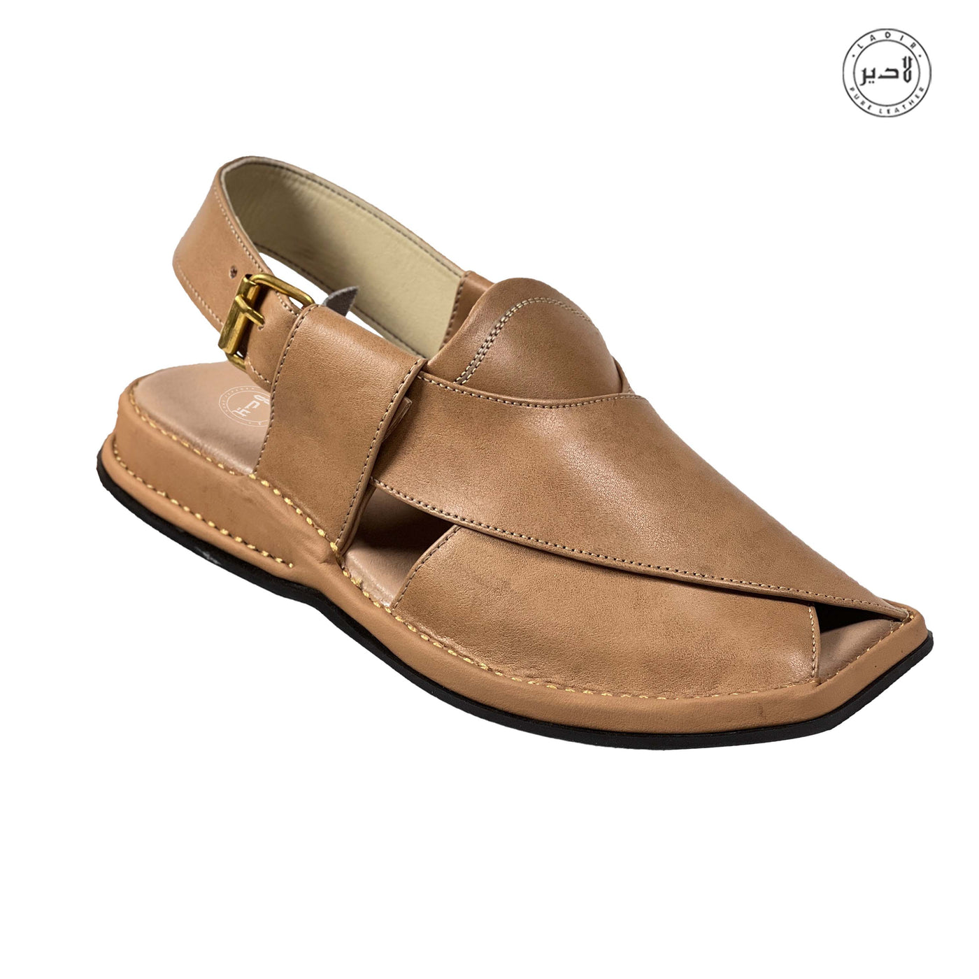 "Ladir Zalmi Fawn Sandal - Front View, showcasing unique fawn color"