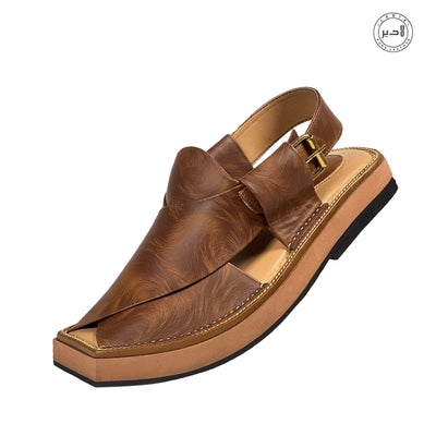 "LADIR Kaptaan Heel Double Brown Sandal - Padded Insole for Comfort"