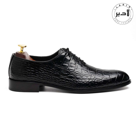 Side view of BOZ BLACK formal leather shoes, showcasing the sleek, polished leather design.