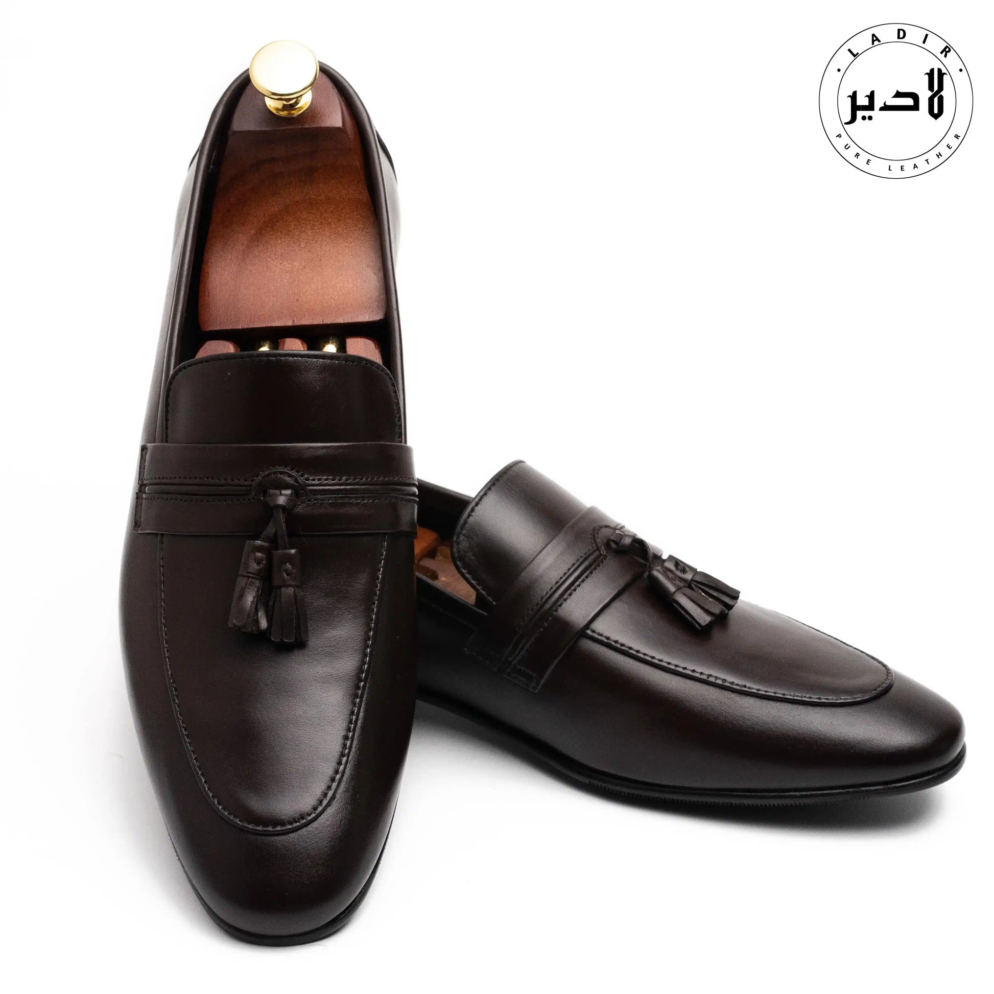 Front view of BRUNO BROWN dress shoes, showcasing a rich brown leather finish and classic design for formal occasions.
