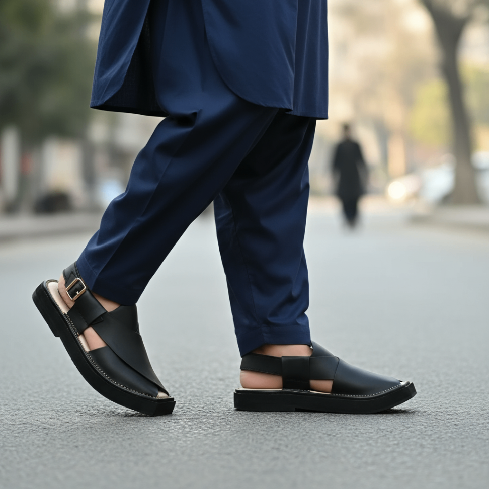 HEEL MATTE BLACK Kaptaan Chappal