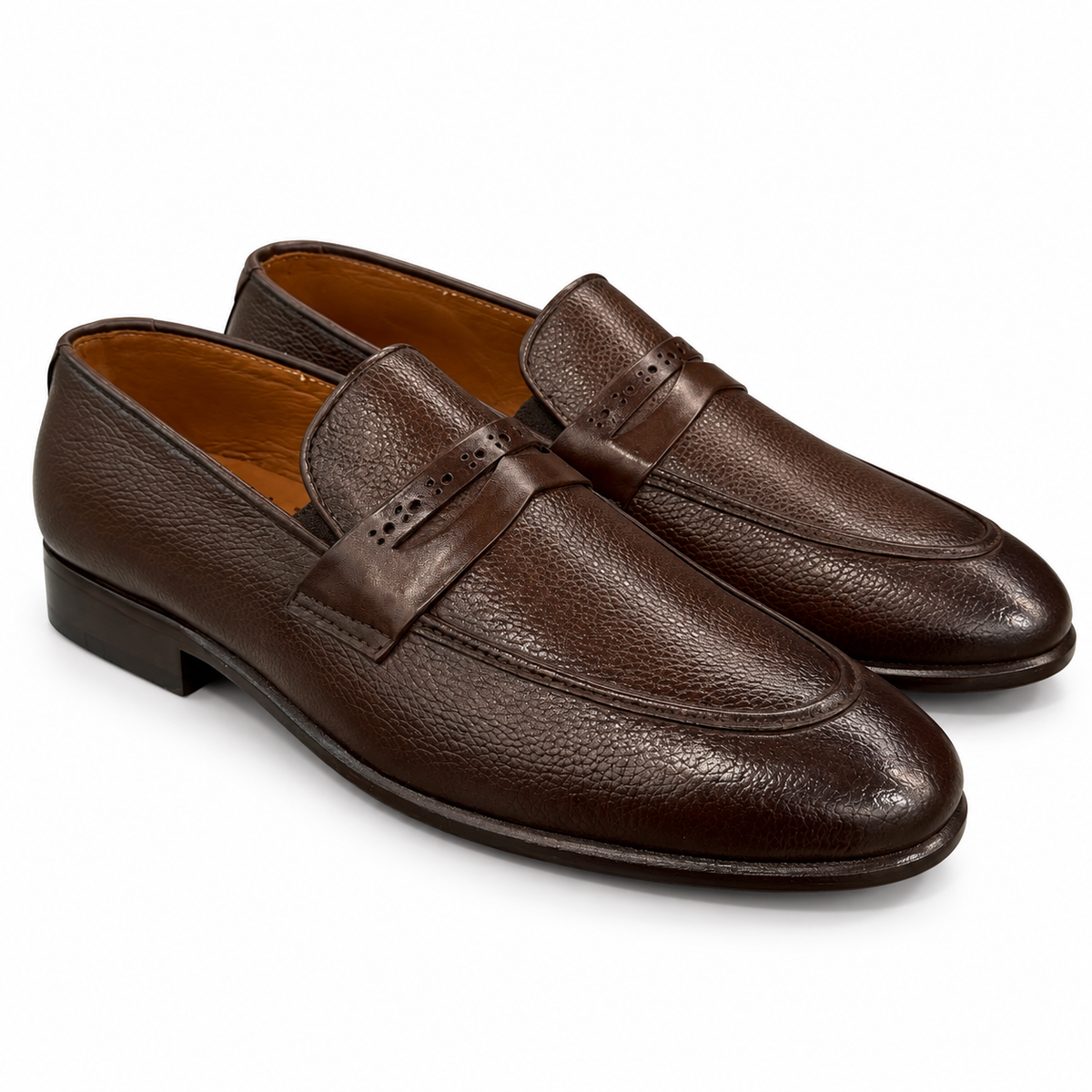 KAI BROWN Brogue Penny Loafers