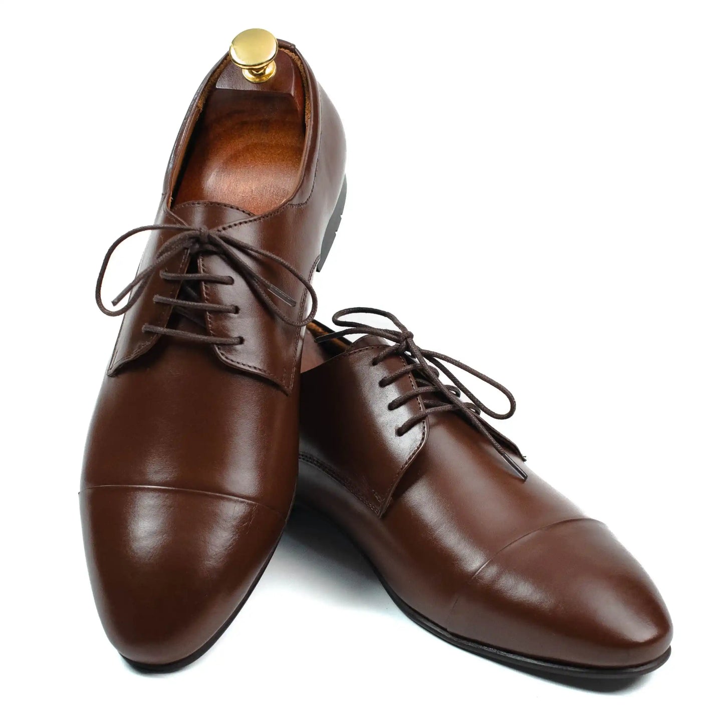 Front view of Canali Brown dress shoes, showcasing a rich brown leather finish and sleek design for formal occasions.