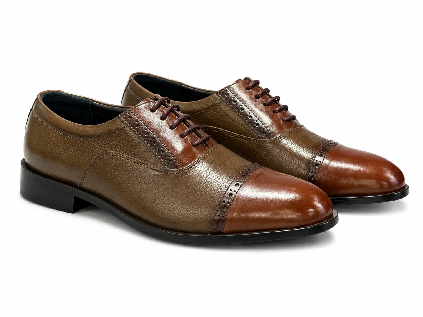 Barclay — Two-Tone Leather Captoe Oxfords for Men