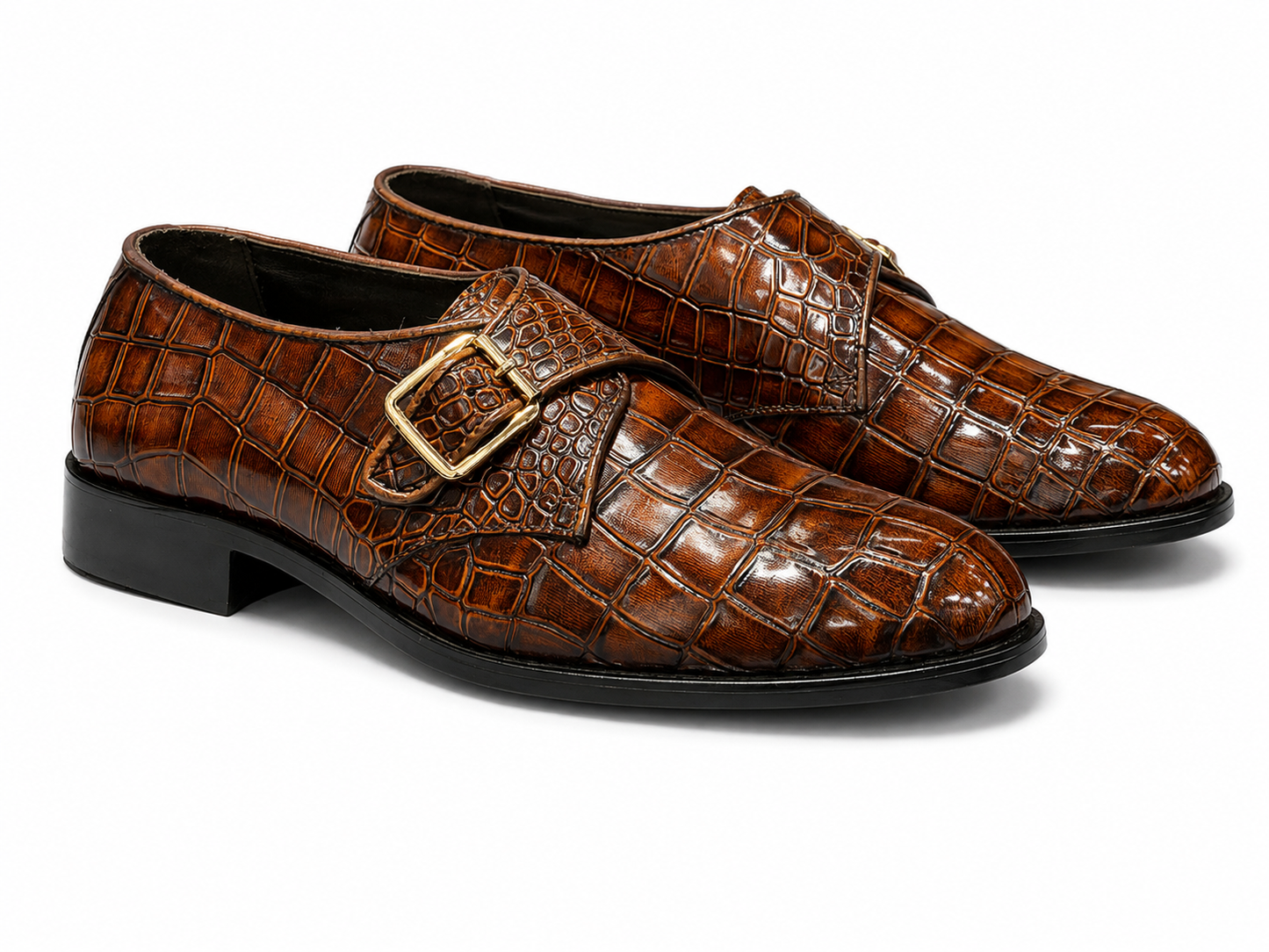 Corvin Brown — Premium Crocodile-Embossed Single Monk