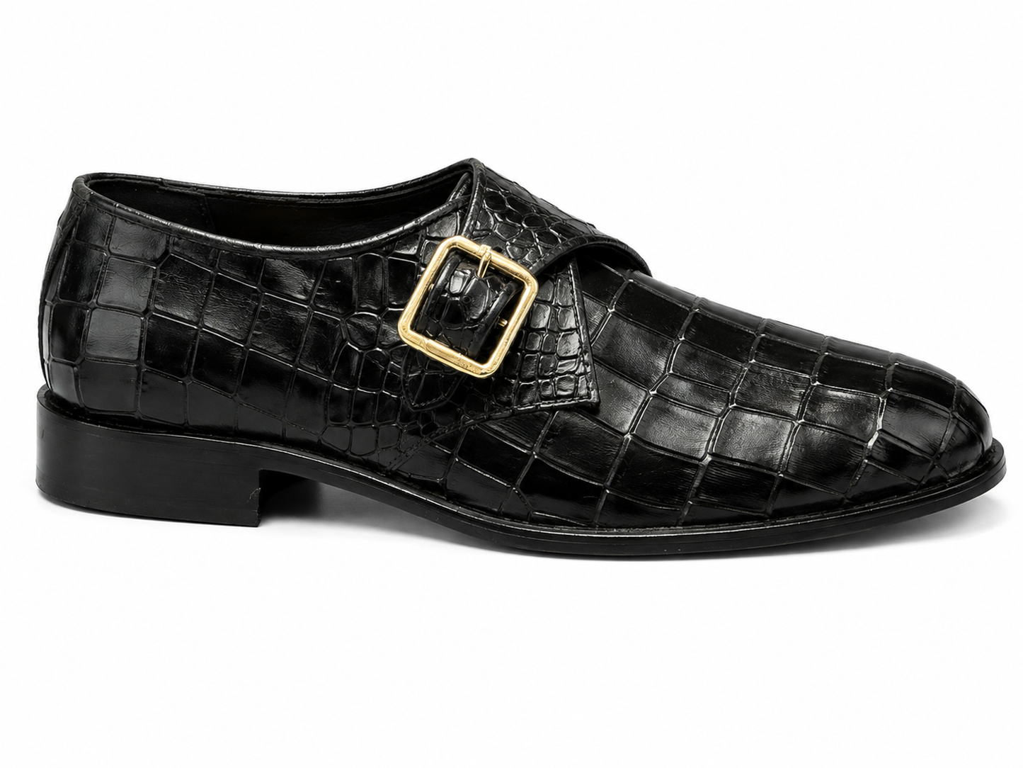 Corvin Black — Premium Crocodile-Embossed Single Monk