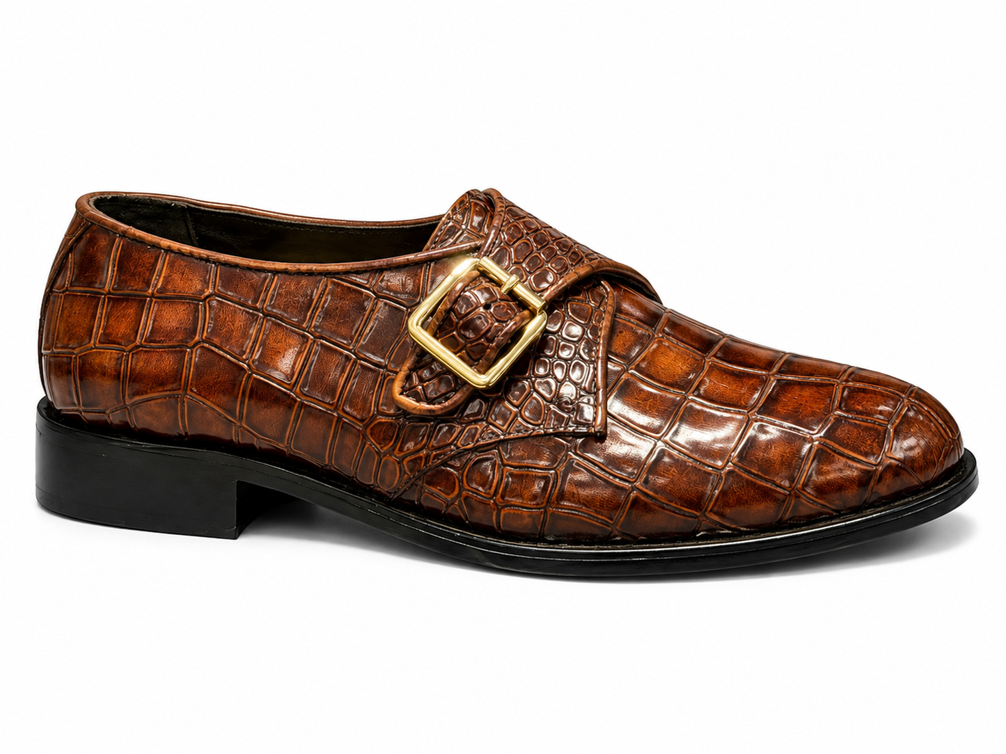 Corvin Brown — Premium Crocodile-Embossed Single Monk