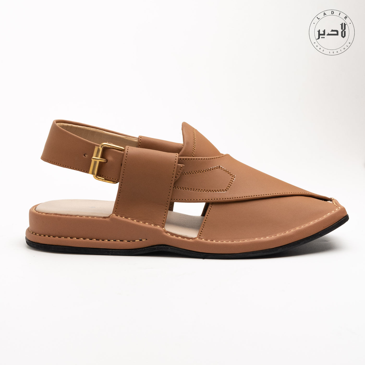 "Ladir Xalmi Peru Brown Chappal - Stylish Peshawari chappal with health-prioritizing features."