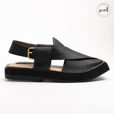 "Ladir Kaptaan Heel Matte Black Sandal-Side View