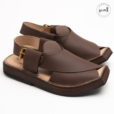 "Ladir Kaptaan Heel Brown Chappal - Adjustable and stylish Peshawari chappal."