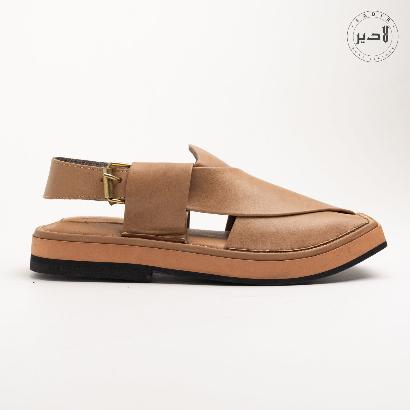 "Classic Fawn Ladir Kaptaan Sandal - Durable and stylish Peshawari chappal."