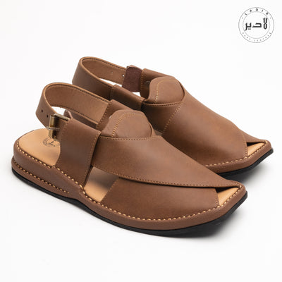 "Ladir Zalmi Walnut Brown Sandal - Versatile Peshawari chappal for any occasion."