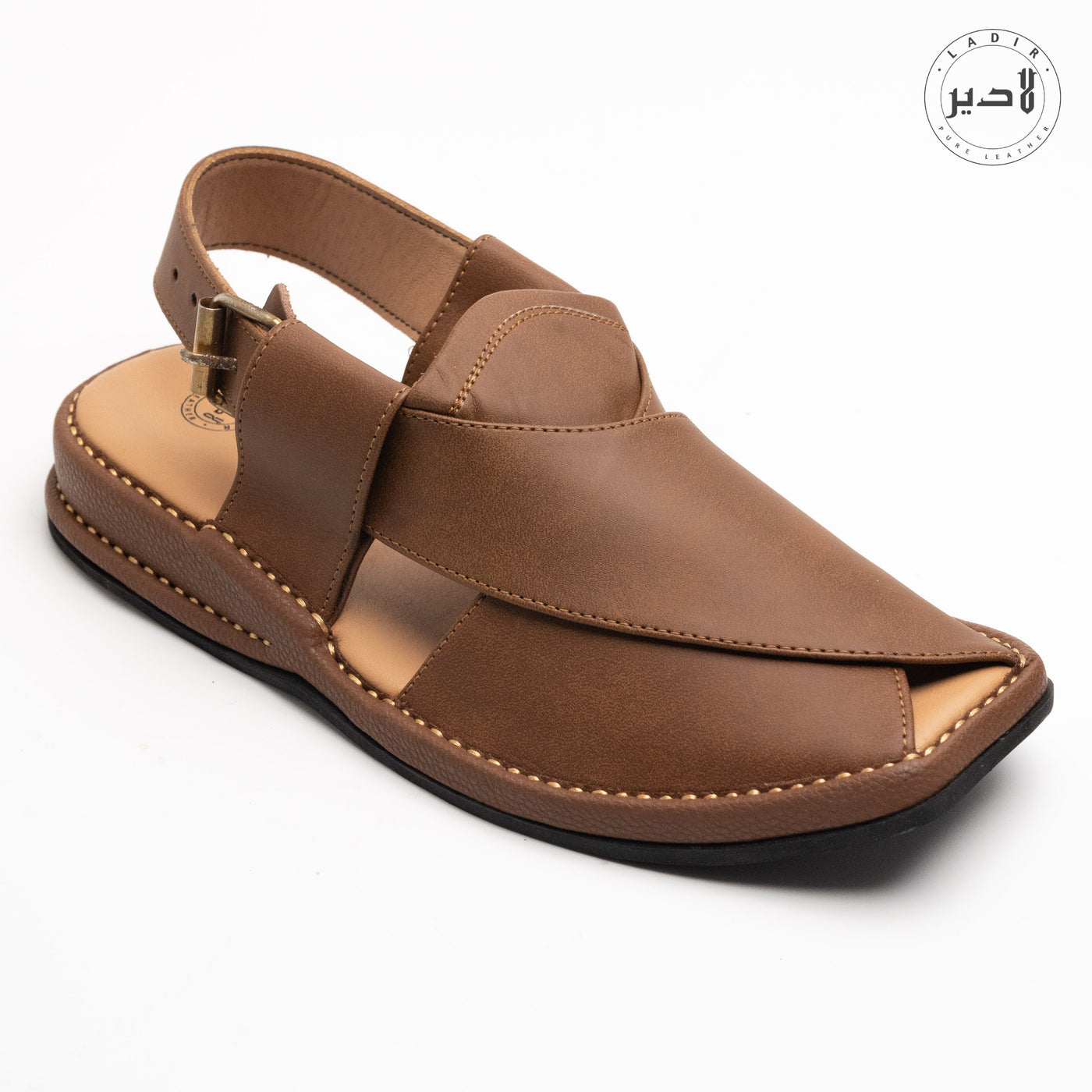 "Ladir Zalmi Walnut Brown Sandal - Premium Peshawari chappal with rich walnut color."