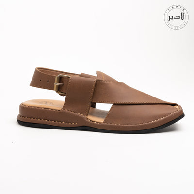 "Rich Walnut Brown Ladir Zalmi Sandal - Stylish Peshawari chappal design."