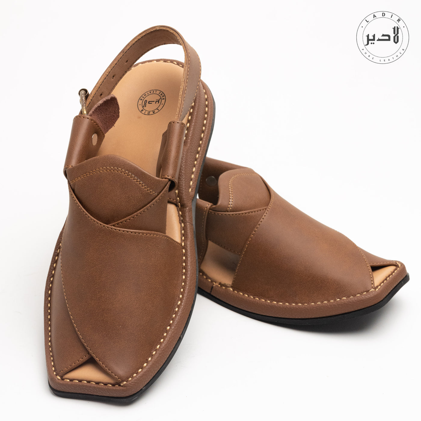 "Ladir Zalmi Walnut Brown Sandal - Elegant, durable Peshawari chappal design."