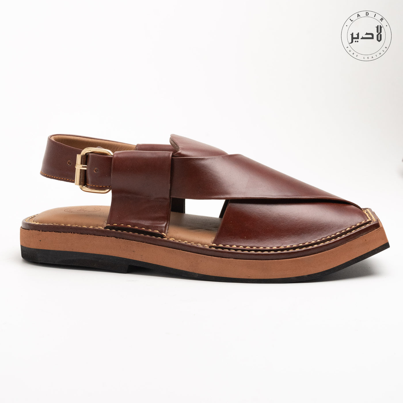 "Handcrafted Ladir Kaptaan Burgundy Sandal - Premium leather Peshawari chappal."