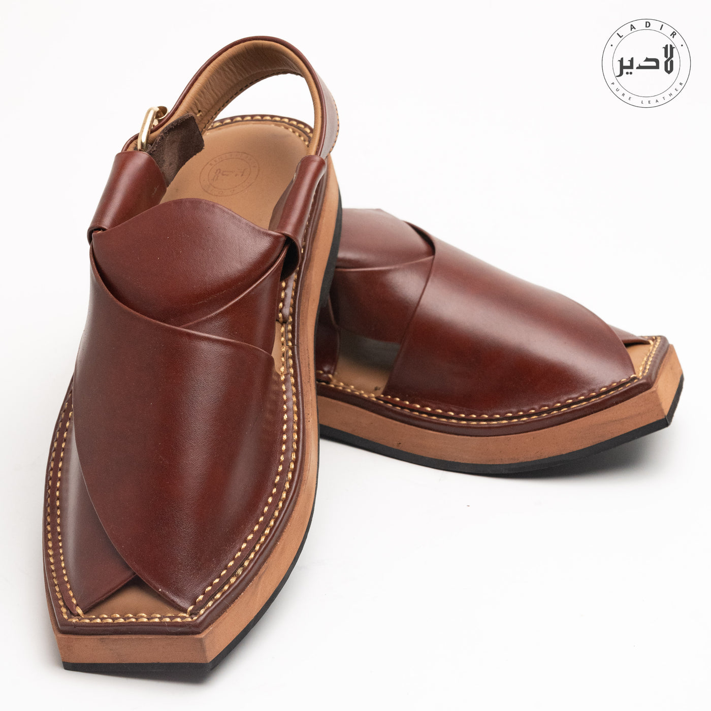 "Handcrafted Ladir Kaptaan Heel Burgundy Sandal - Refined Peshawari chappal at a great price."