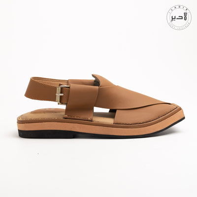 "Peru Brown Ladir Kaptaan Sandal - Luxurious Peshawari chappal design with stable heel."