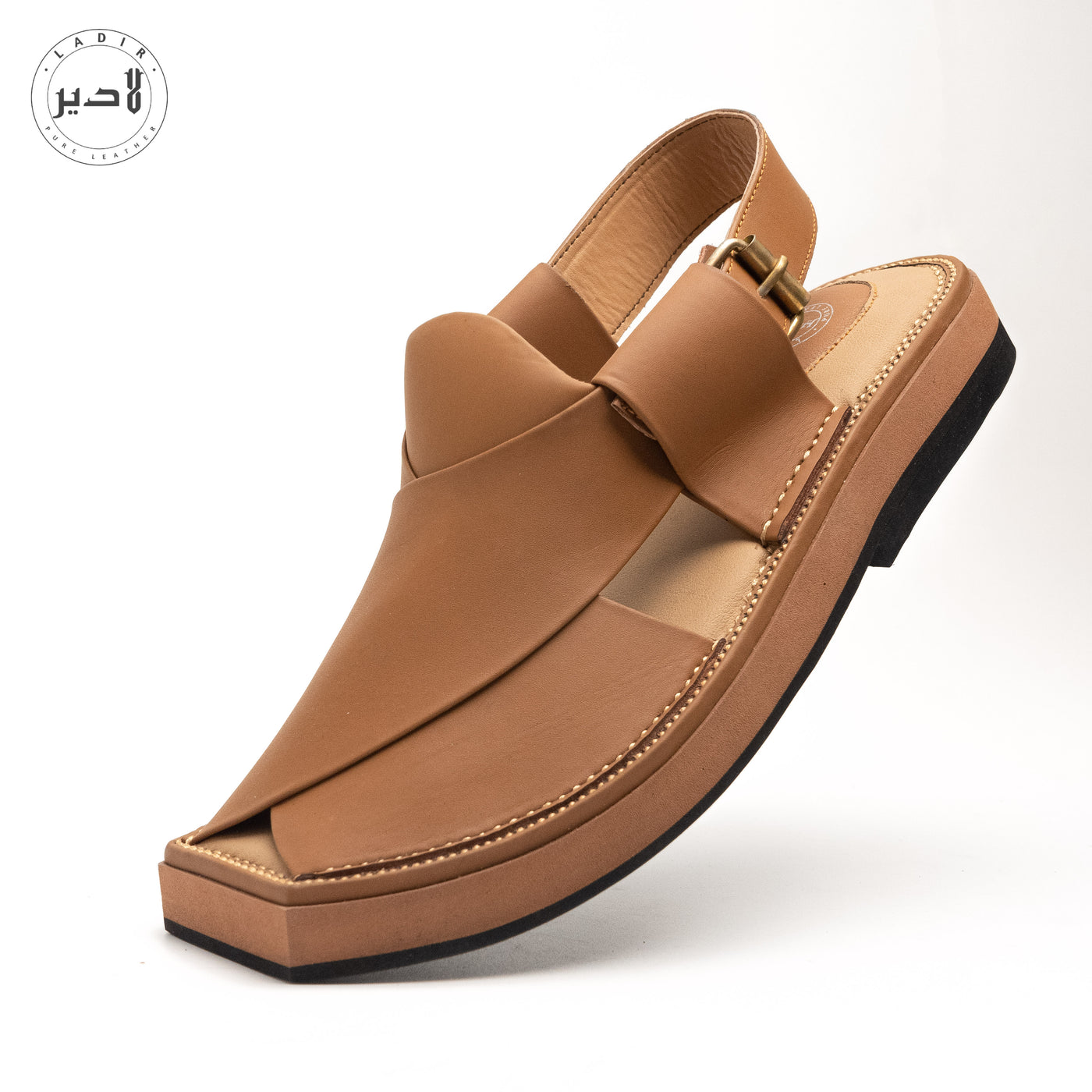 "Opulent Peru Brown Ladir Kaptaan Sandal - Premium Peshawari chappal with stable heel."