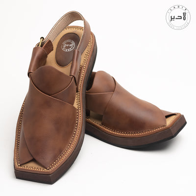 "Artisanal Peshawari Chappal Design in Shaded Brown"