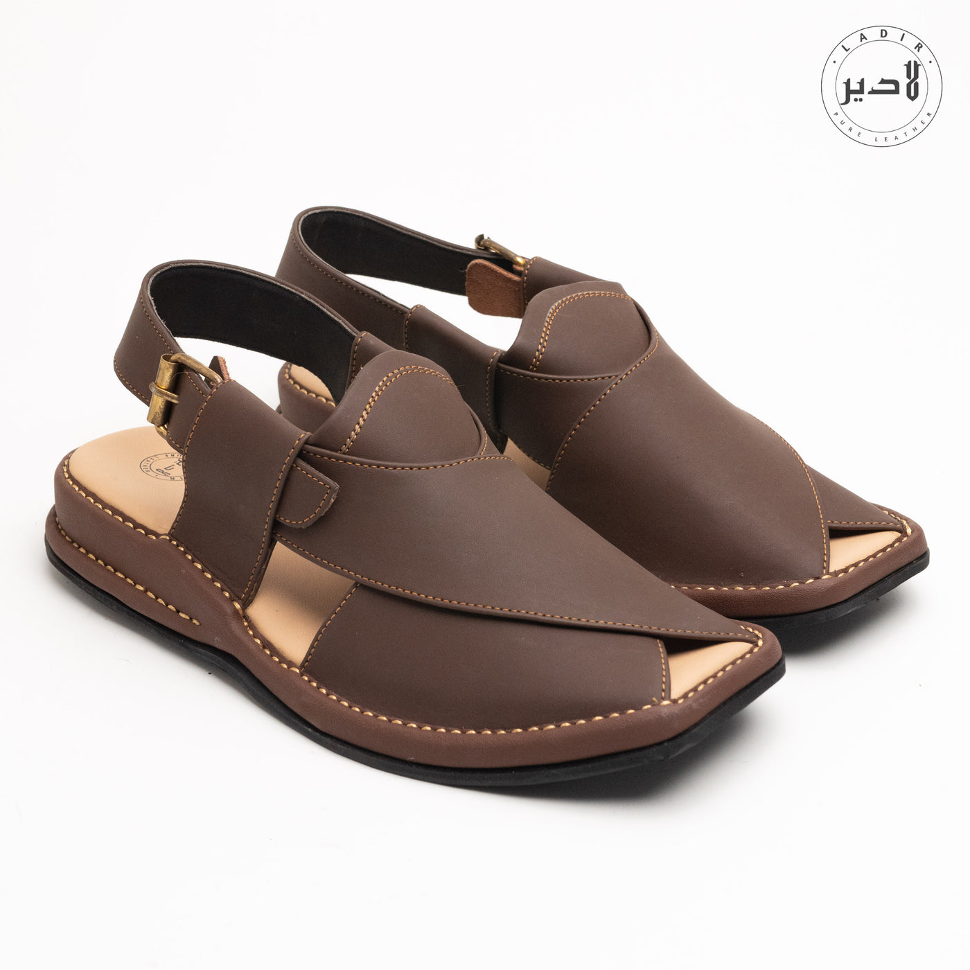 "Elegant Peshawari chappal by Ladir - Zalmi Smokey Brown with premium comfort."