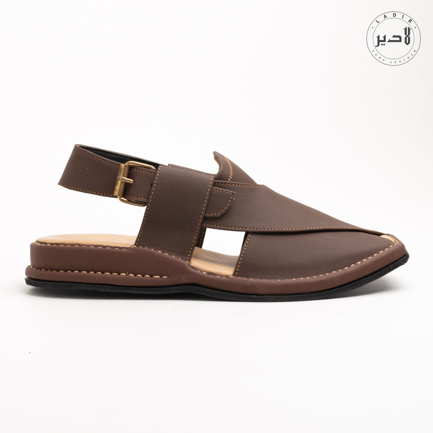 "Ladir Zalmi Smokey Brown Sandal - Handcrafted Peshawari chappal with bold rugged chic."