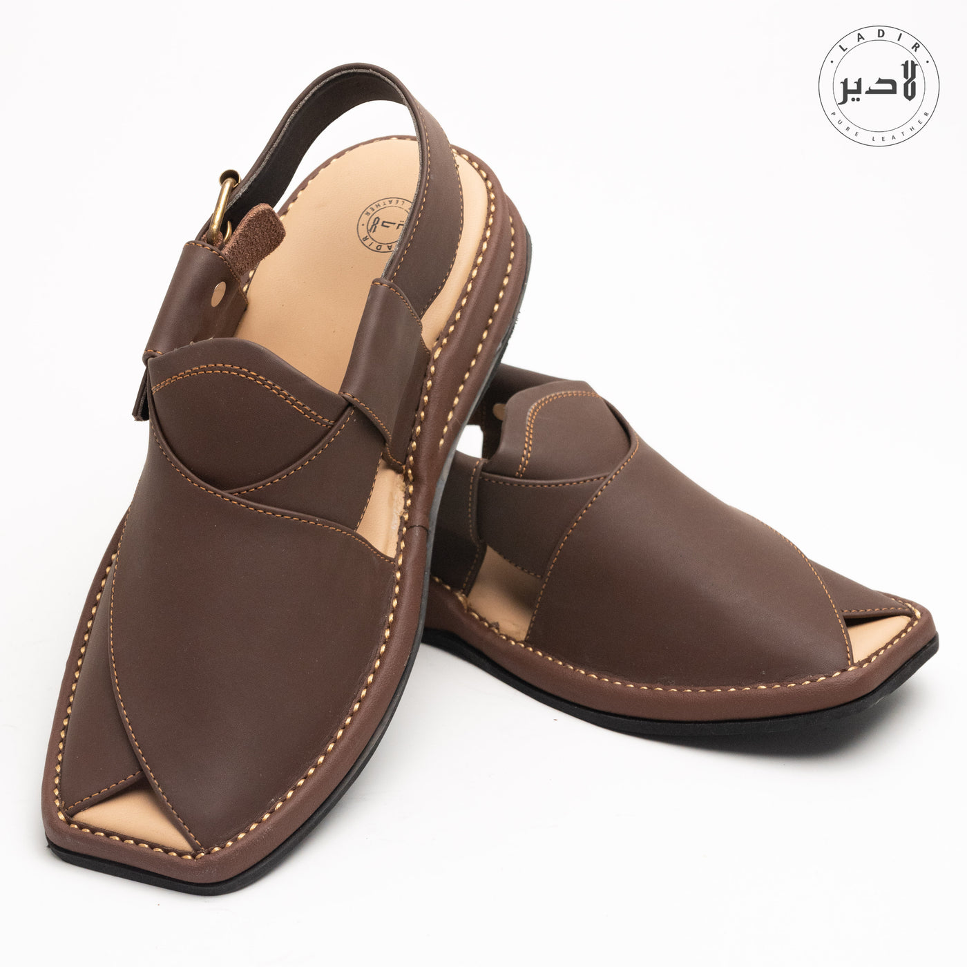 "Ladir Zalmi Smokey Brown Sandal - High-quality leather Peshawari chappal for men."