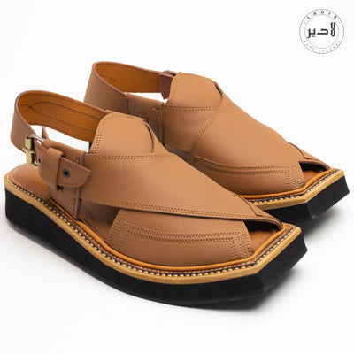 "LADIR KAPTAAN CHAPPAL Light Brown - Elegant traditional sandal for men."