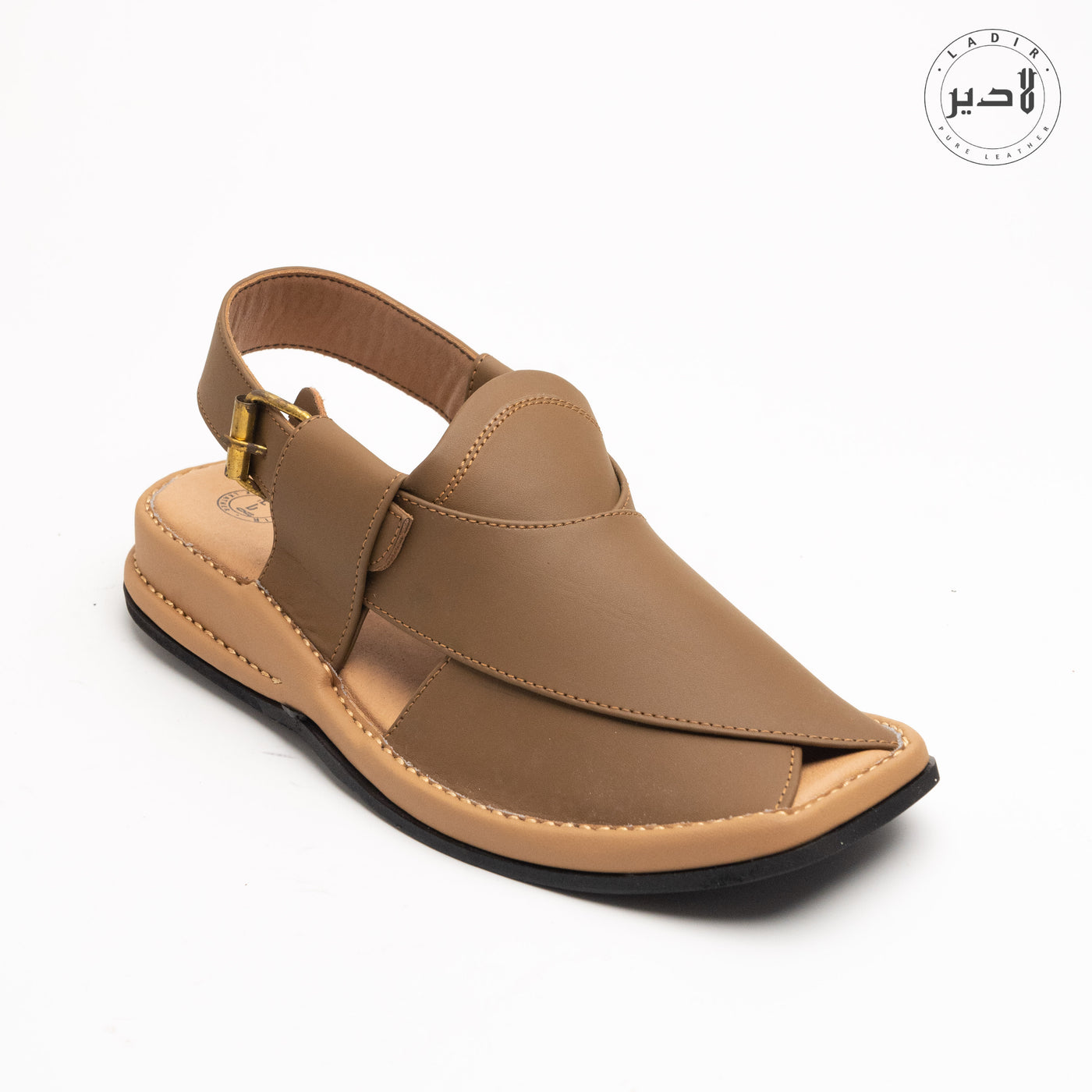 "Ladir Xalmi Carob Brown Sandal - Premium Peshawari chappal in rich brown."