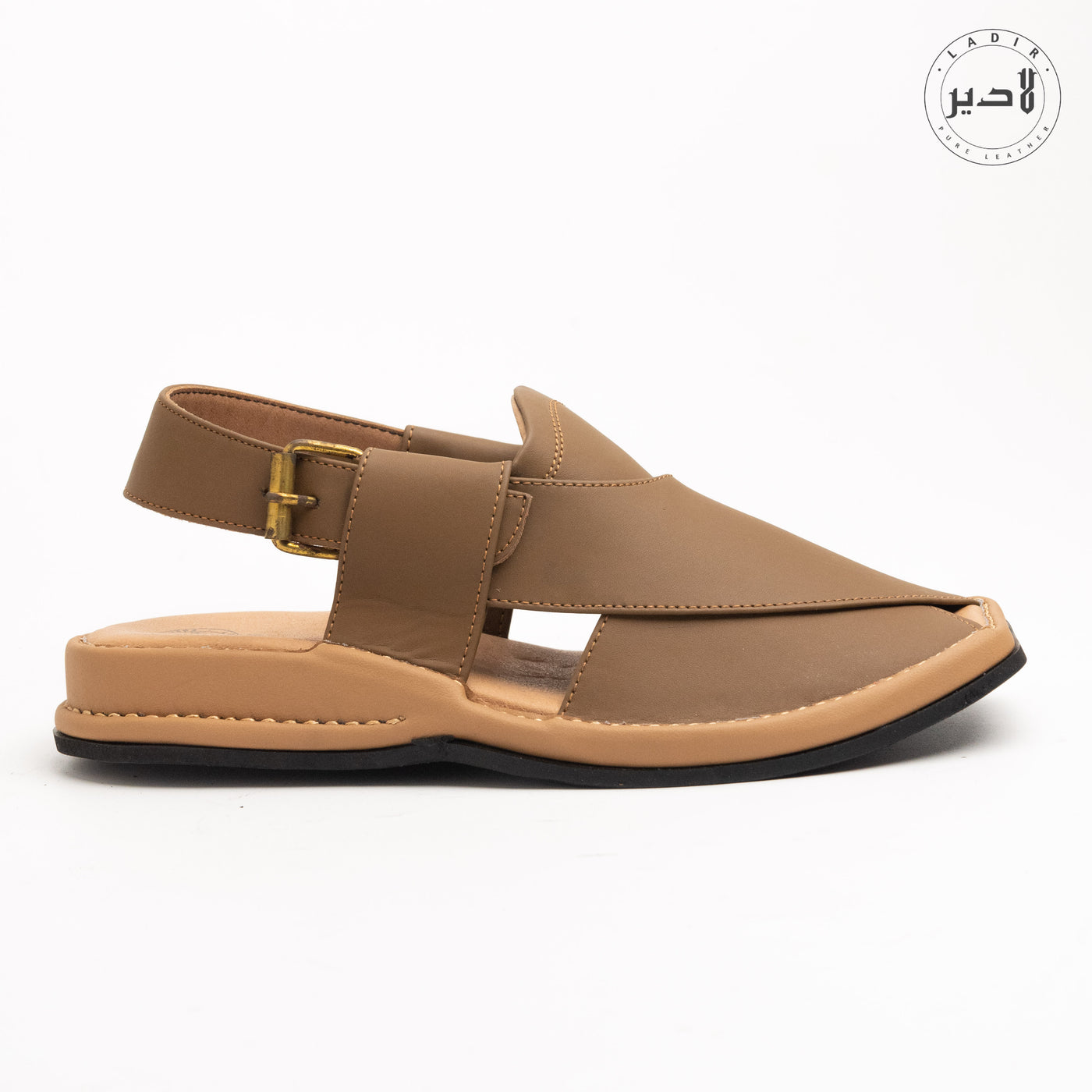 "Elegant Peshawari chappal by Ladir - Xalmi Carob Brown with day-long comfort."