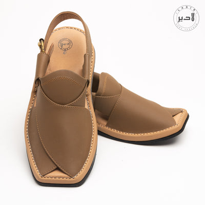 "Ladir Xalmi Carob Brown Sandal - Handcrafted Peshawari chappal with plush padding."