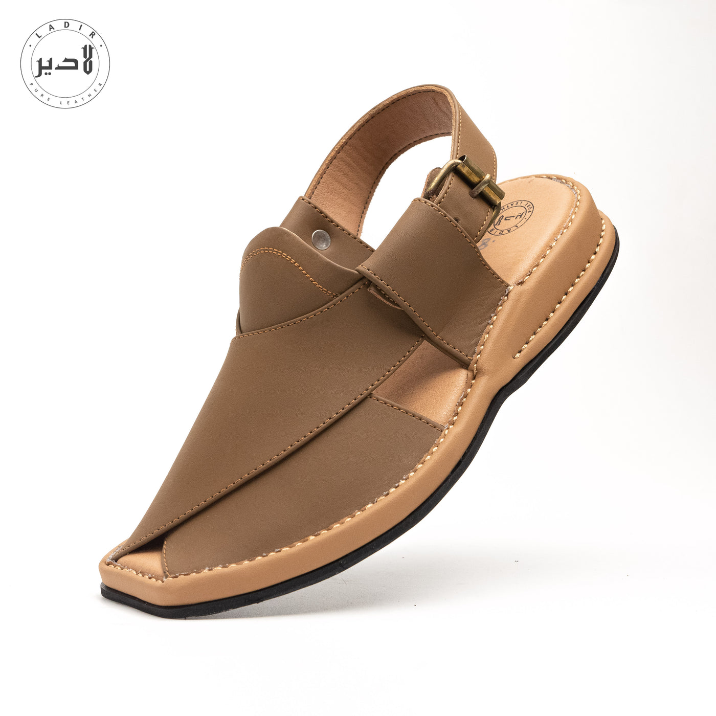 "Carob Brown Ladir Xalmi Sandal - Stylish Peshawari chappal with health benefits."