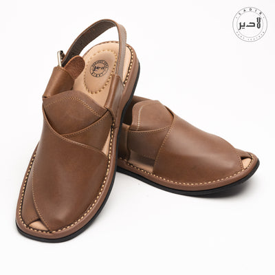 "Ladir Round Shape Walnut Brown Sandal shown from different angles to demonstrate its stylish round shape and quality craftsmanship."