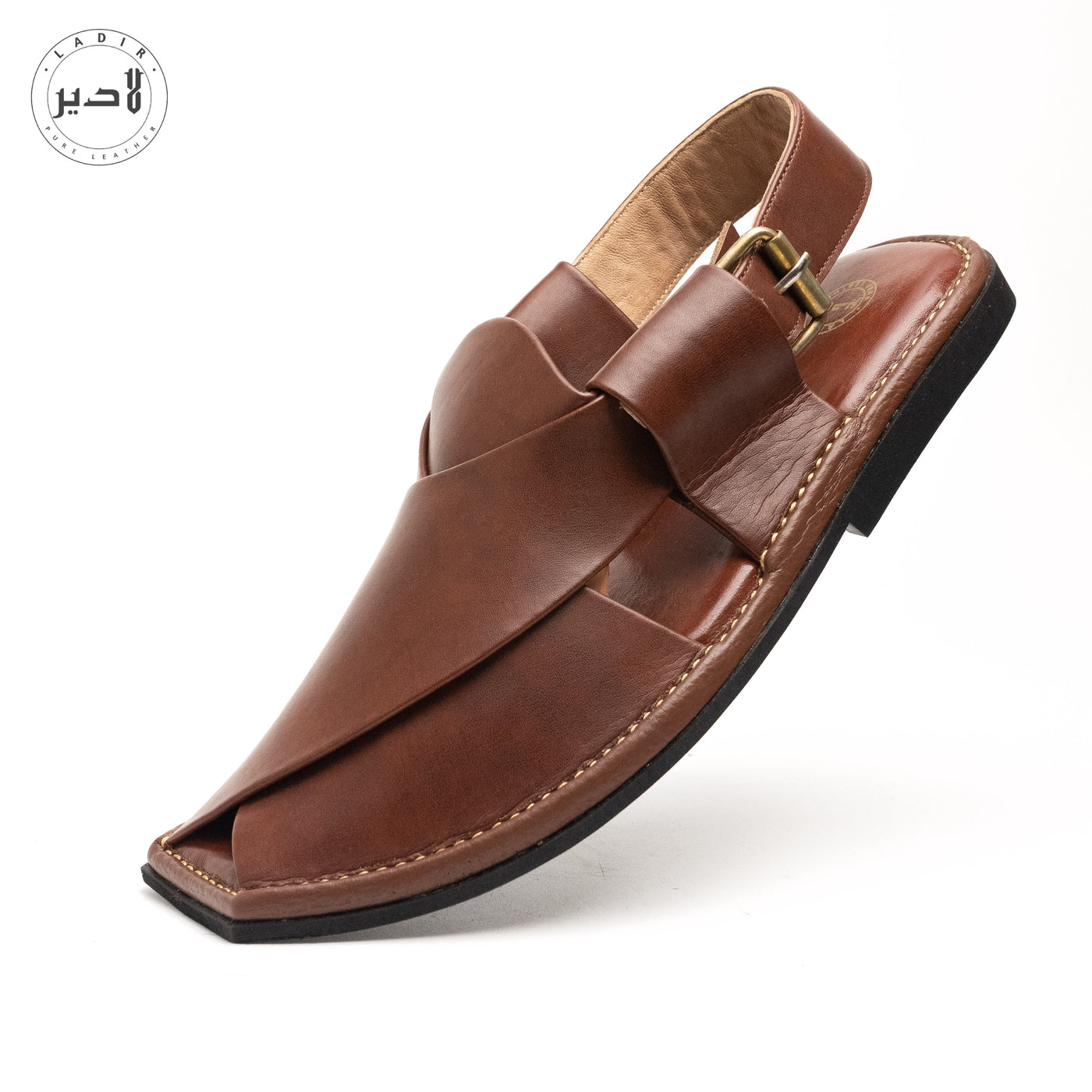 "Side View of Ladir T-Shape Burgundy Peshawari Sandal"