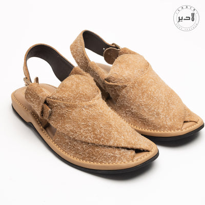 "LADIR Round Fawn Chappal Sandal - Front View of Peshawari Chappal Design"