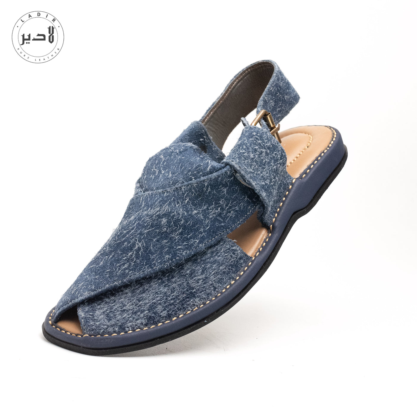 "Detailed shot of unique design features on Ladir ROUND BLUE Sandal"