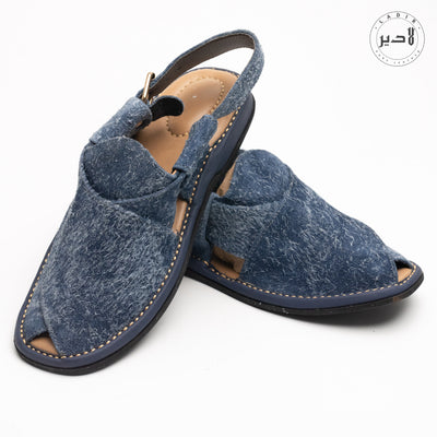 "Top-down view of Ladir ROUND BLUE Sandal emphasizing plush padding in leather lining"