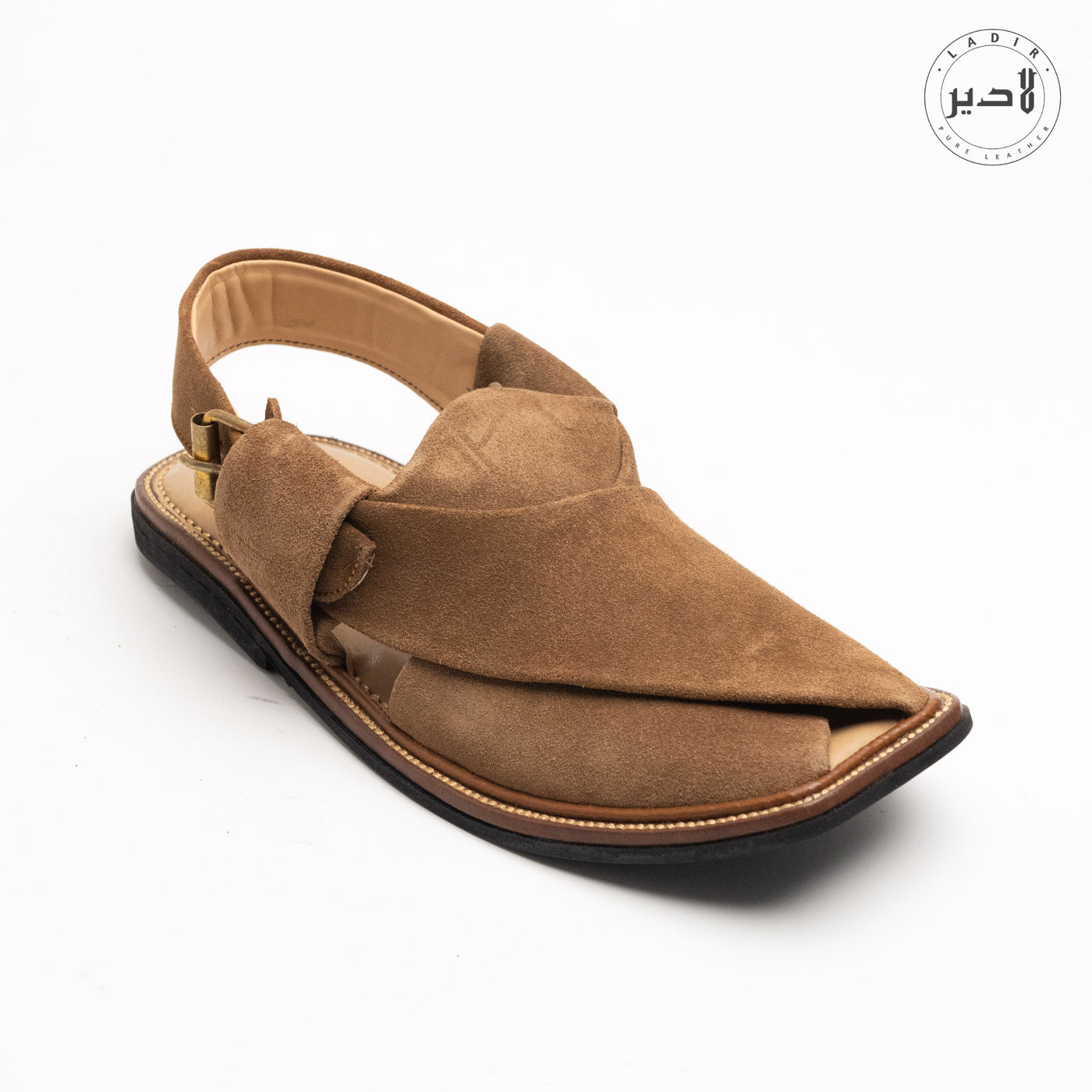 "Handcrafted Ladir Black Suede Sandal - Luxurious Peshawari chappal for all-day comfort."