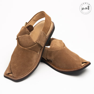 "Elegant Black Suede Ladir Sandal - Premium Peshawari chappal with plush leather lining."