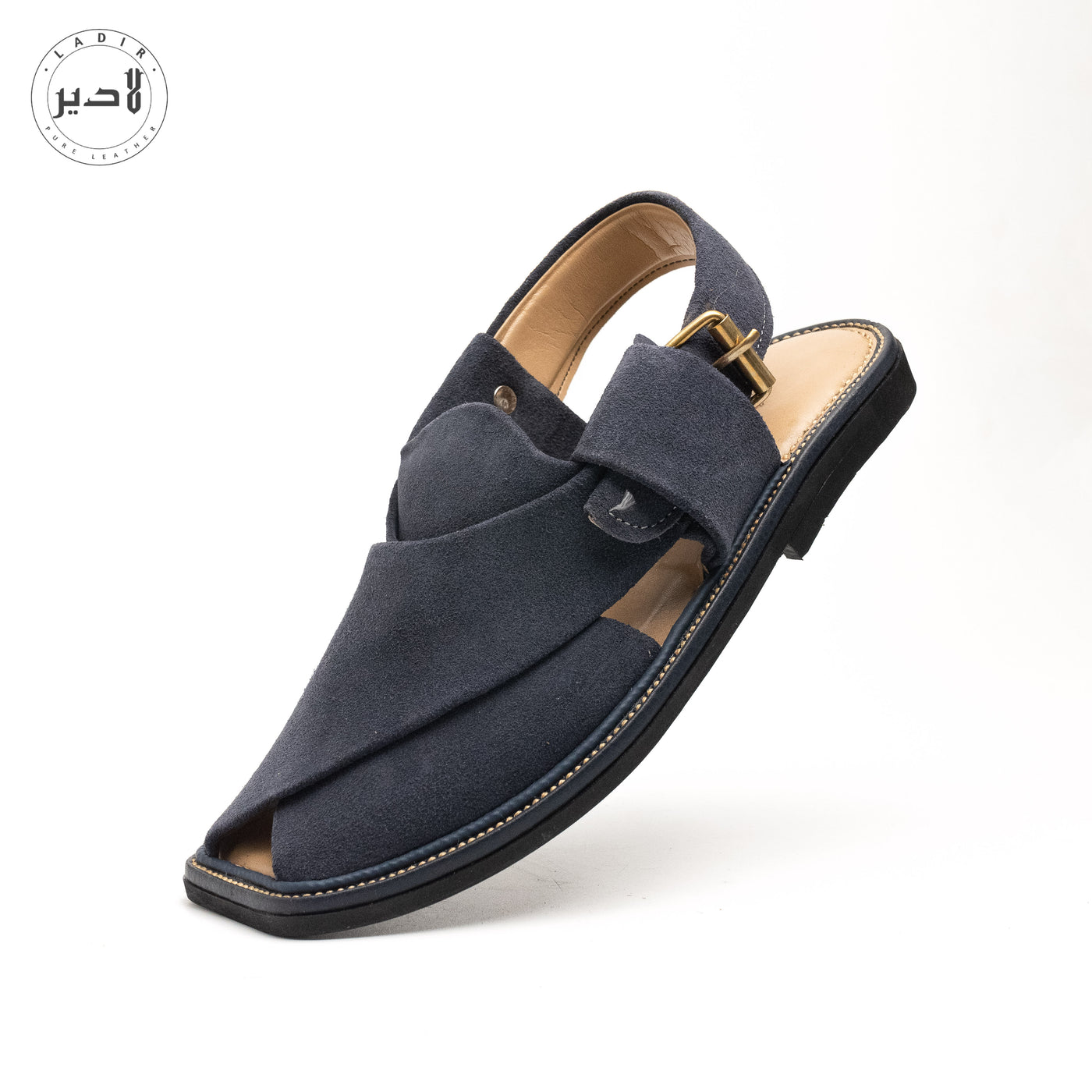 "Ladir Blue Suede Sandal styled in a lifestyle setting, reflecting its versatility and elegance."