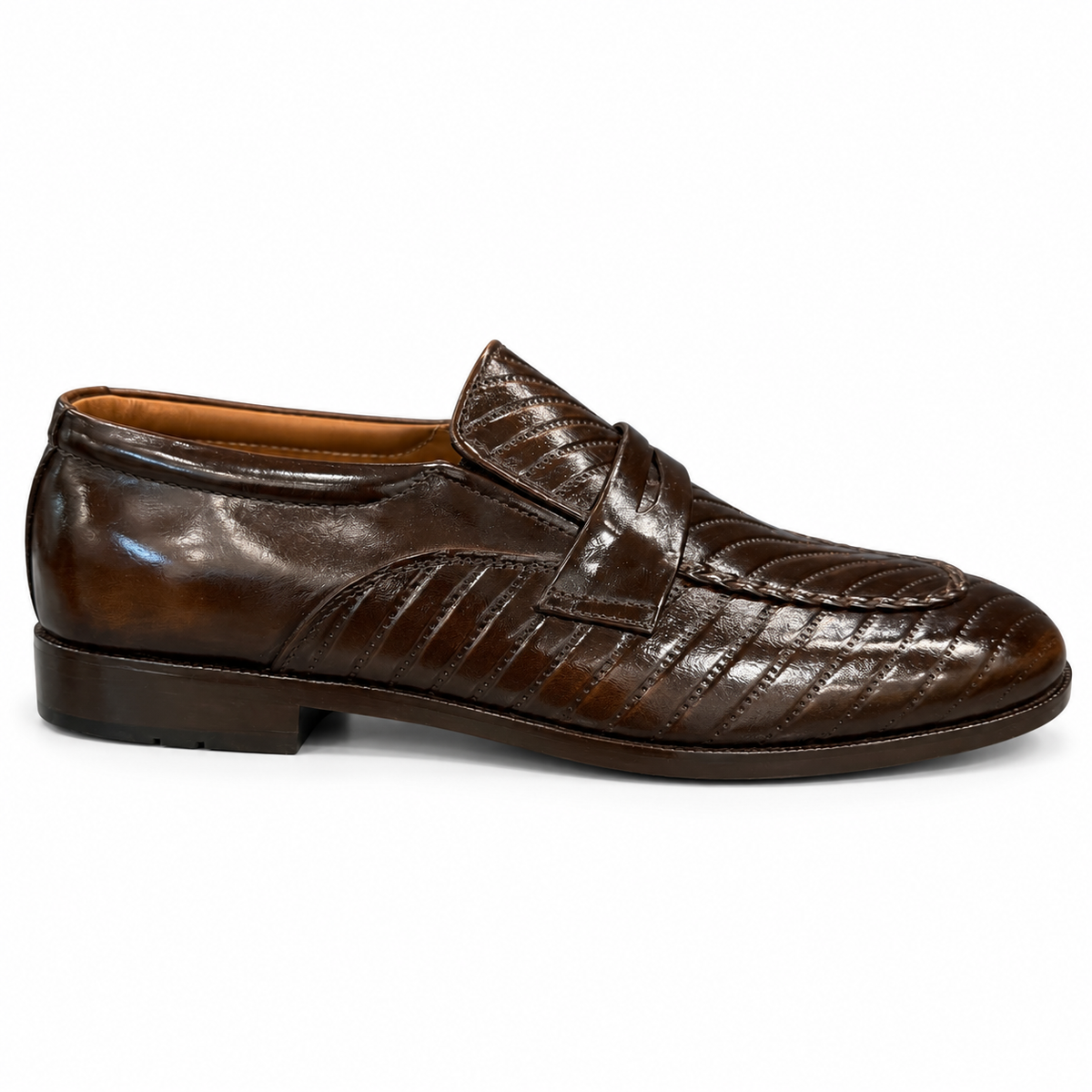 LOCKWOOD BROWN Ribbed Penny Loafers