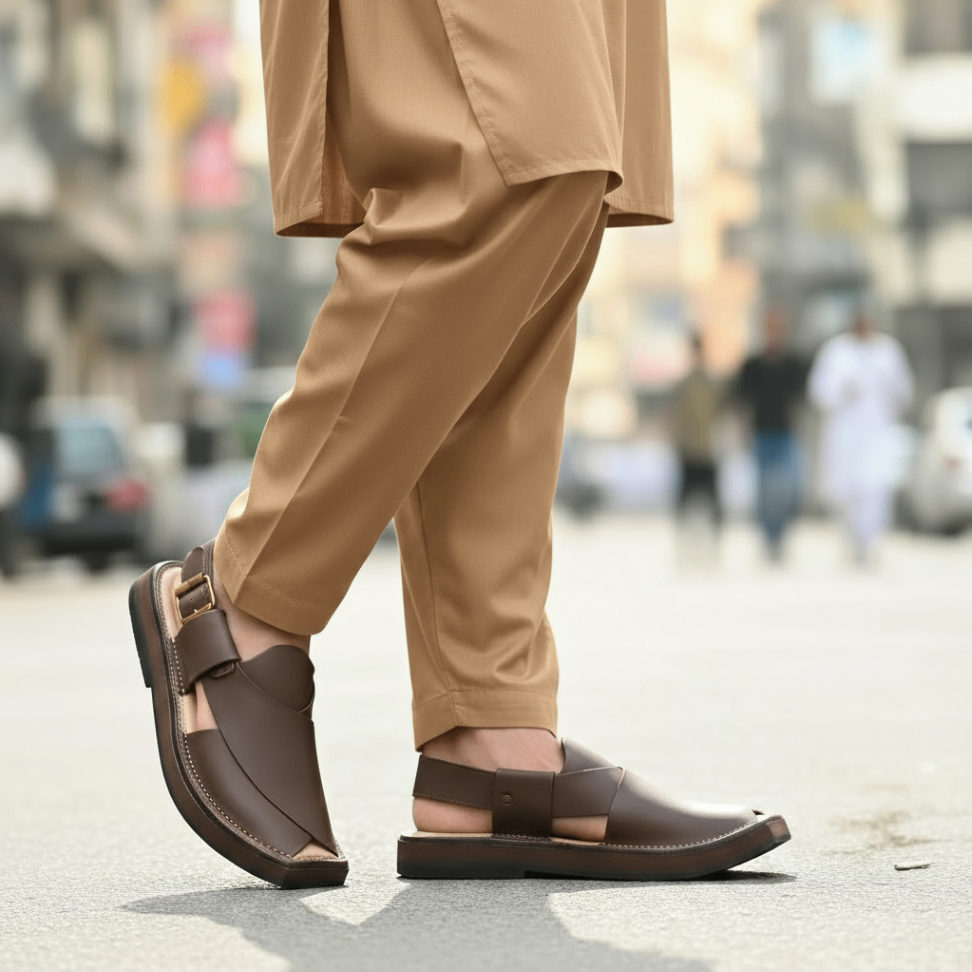 HEEL BROWN Kaptaan Chappal (KNH-1001)