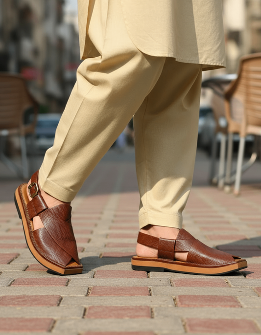 Heel Doted Burgundy Kaptaan Chappal(HDB-219)
