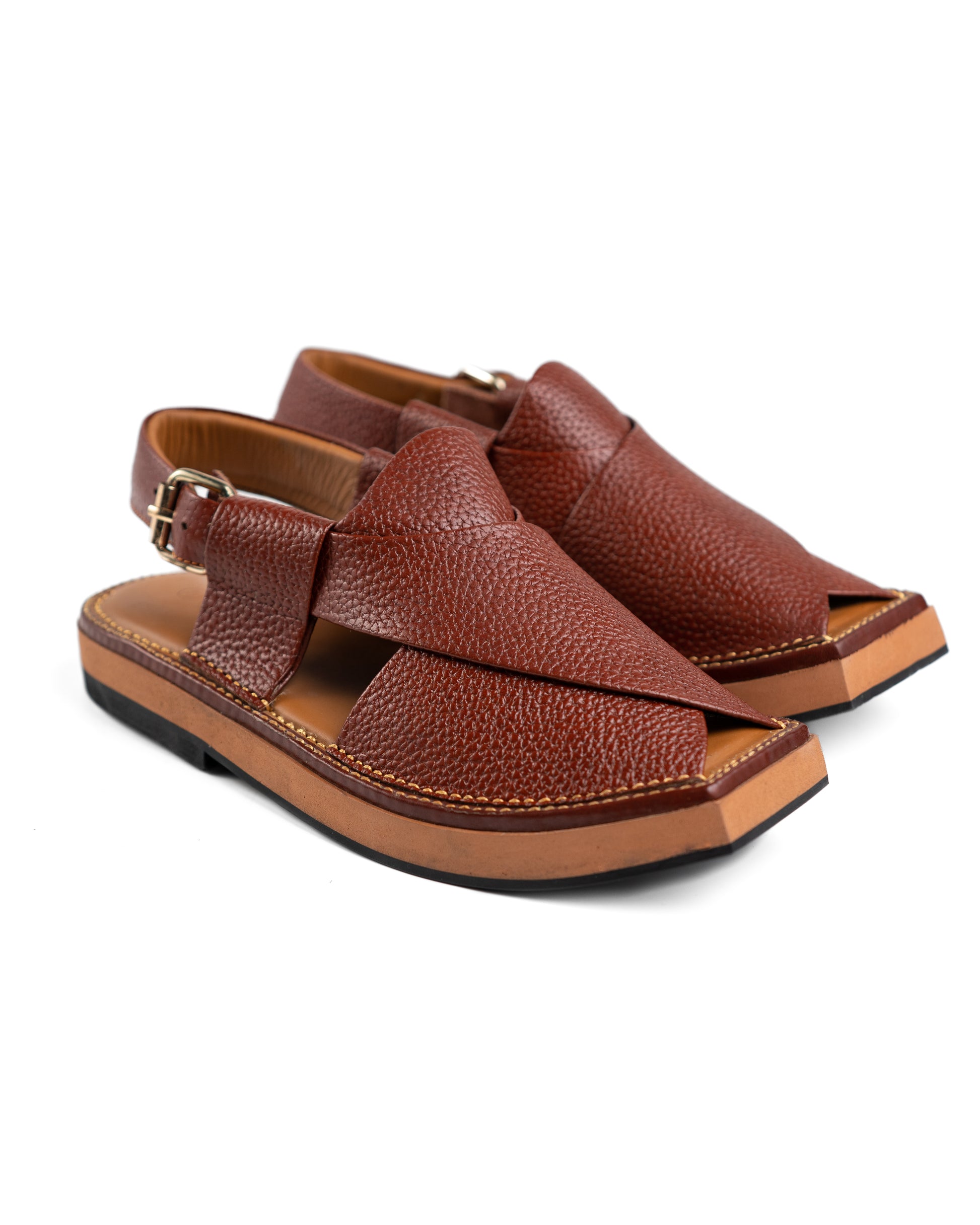 Stylish I Khan Chappal in rich burgundy with dotted detailing