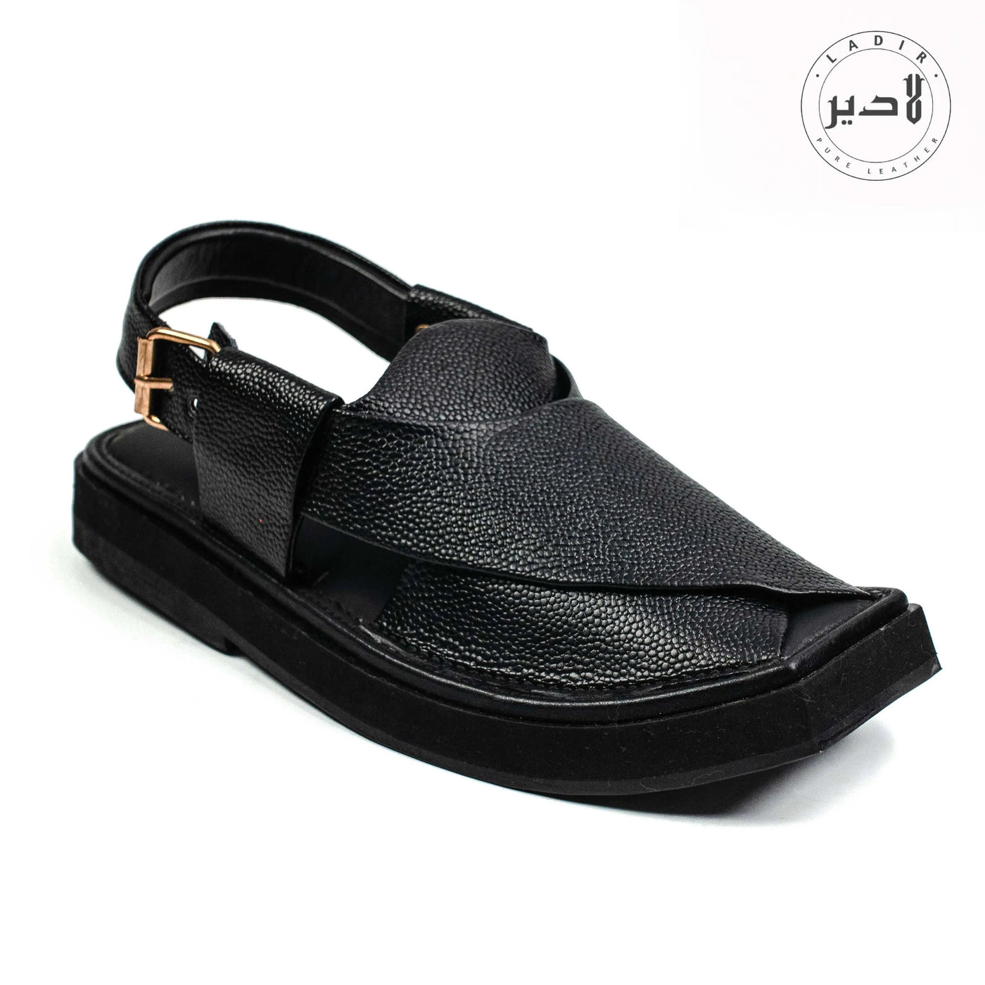 "Doted Black Ladir Kaptaan Heel Sandal - Handcrafted chappal with premium leather."