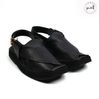 "Peshawari chappal in Doted Black by Ladir - Stylish and comfortable men's sandal."